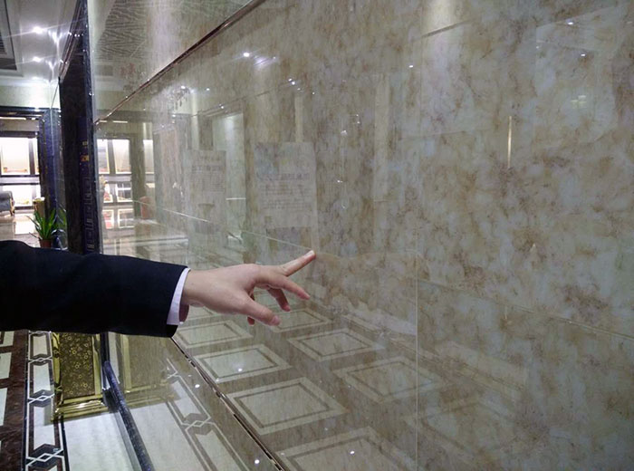 1xBET微晶石铺贴墙面留缝