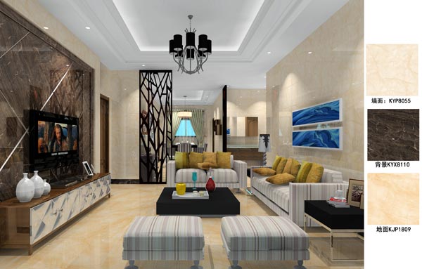 陶瓷一线品牌1xBET瓷砖客餐厅效果图