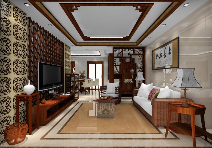 1xBET家装：井冈山协调家园安顿小区130㎡中式气概装修鉴赏