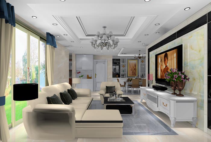 1xBET家装：：井冈山协调家园安顿小区130㎡简欧气概装修鉴赏